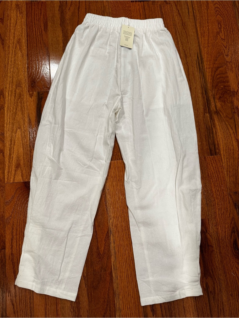 NWT Cupshe Seaside Escape White Elastic-Waist Wide Leg Pants Patch Pockets - Picture 6 of 9